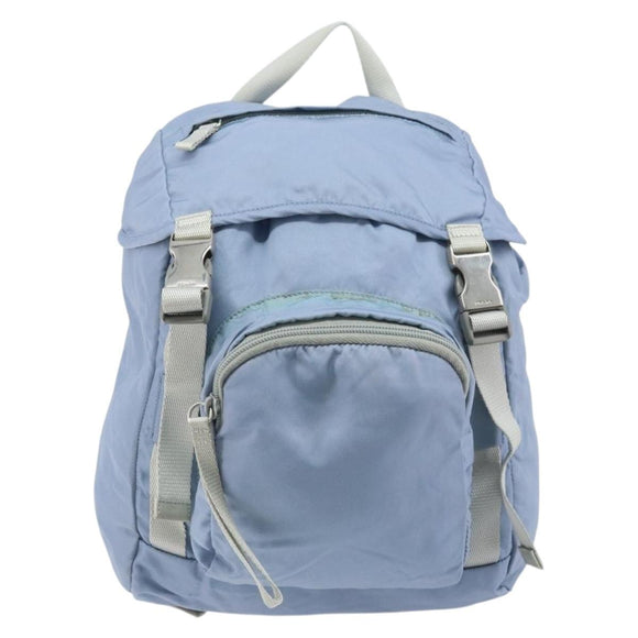 PRADA Backpack Nylon Light Blue Silver Auth BA10351