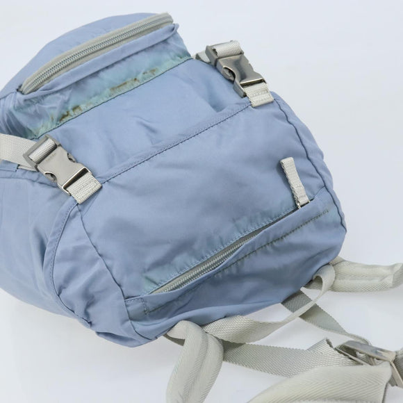 PRADA Backpack Nylon Light Blue Silver Auth BA10351