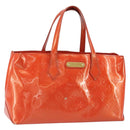 LOUIS VUITTON Monogram Vernis Wilshire PM Bag Orenge Sunset M93644 Auth BA10354-1