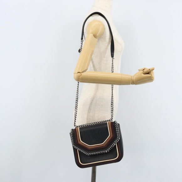 Stella MacCartney Hand Bag Leather 2way Black Silver Auth BA10361