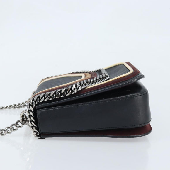 Stella MacCartney Hand Bag Leather 2way Black Silver Auth BA10361
