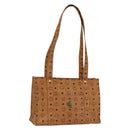 MCM Logogram Vicetos Tote Bag PVC Brown Gold Auth BA10363-1