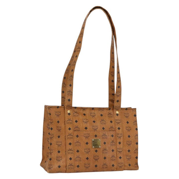 MCM Logogram Vicetos Tote Bag PVC Brown Gold Auth BA10363