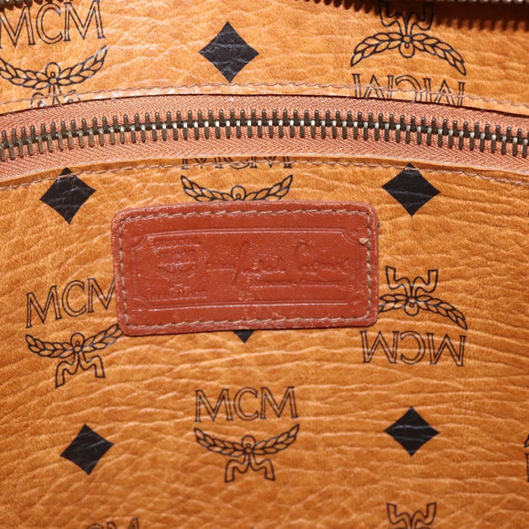 MCM Logogram Vicetos Tote Bag PVC Brown Gold Auth BA10363