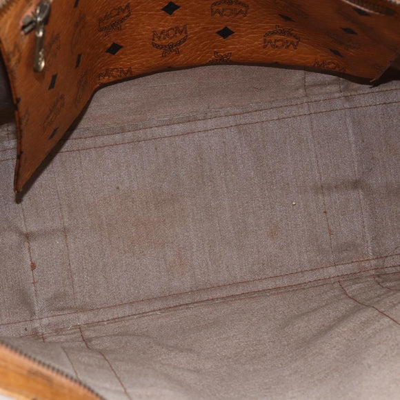 MCM Logogram Vicetos Tote Bag PVC Brown Gold Auth BA10363
