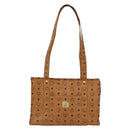MCM Logogram Vicetos Tote Bag PVC Brown Gold Auth BA10363-13