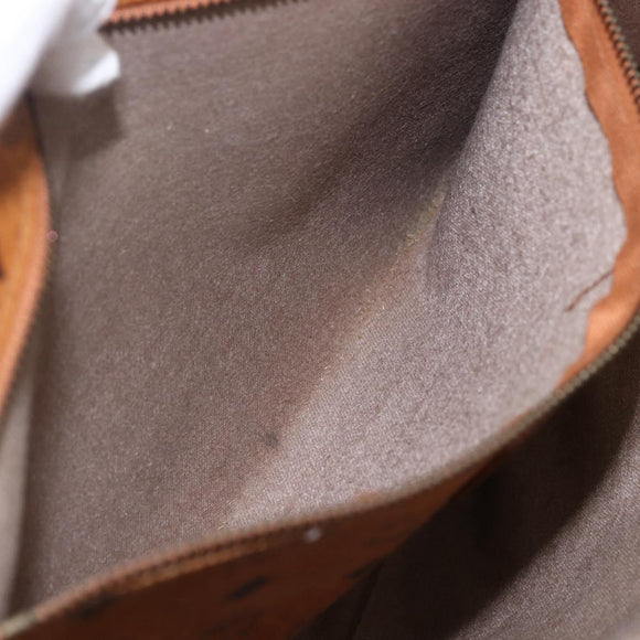 MCM Logogram Vicetos Tote Bag PVC Brown Gold Auth BA10363