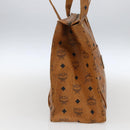 MCM Logogram Vicetos Tote Bag PVC Brown Gold Auth BA10363-3