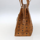 MCM Logogram Vicetos Tote Bag PVC Brown Gold Auth BA10363-4