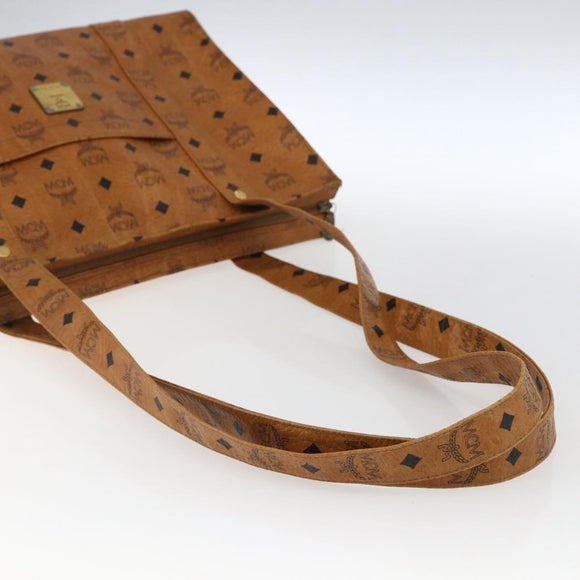 MCM Logogram Vicetos Tote Bag PVC Brown Gold Auth BA10363