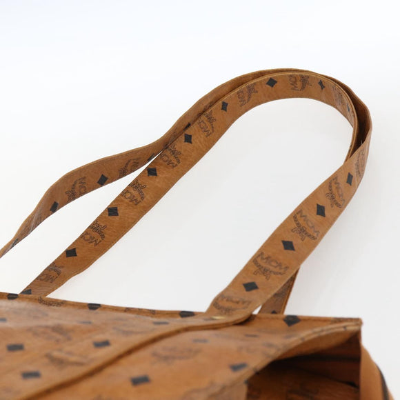MCM Logogram Vicetos Tote Bag PVC Brown Gold Auth BA10363