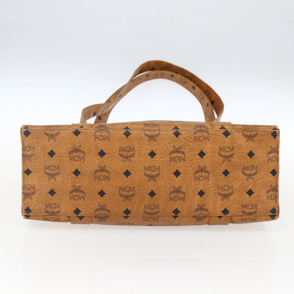 MCM Logogram Vicetos Tote Bag PVC Brown Gold Auth BA10363
