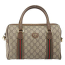 GUCCI GG Supreme Web Sherry Line Bag PVC Beige 002 115 6697 4023 Auth BA10364-2