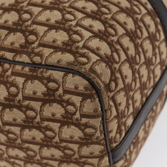 Christian Dior Trotter Canvas Boston Tasche Braun Gold Auth BA10366