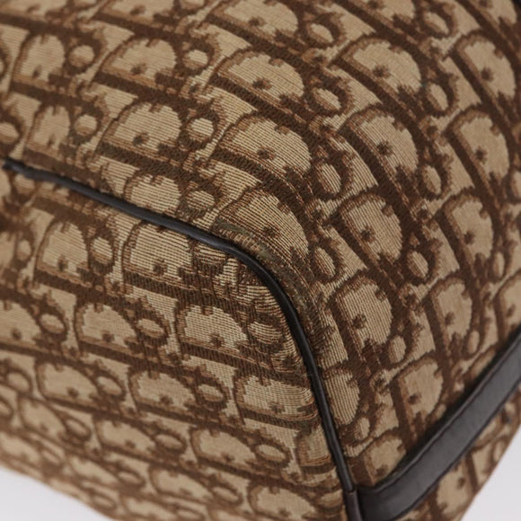 Christian Dior Trotter Canvas Boston Tasche Braun Gold Auth BA10366