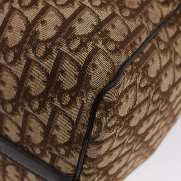 Christian Dior Trotter Canvas Boston Tasche Braun Gold Auth BA10366