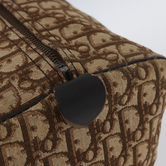 Christian Dior Trotter Canvas Boston Tasche Braun Gold Auth BA10366