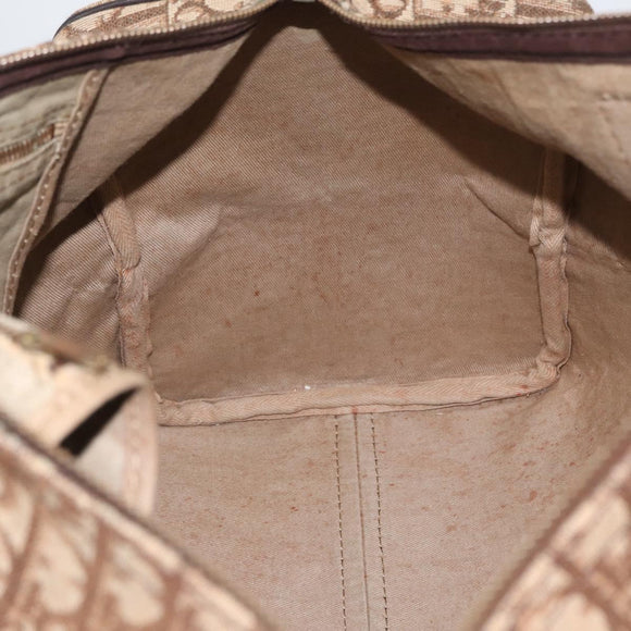 Christian Dior Trotter Canvas Boston Tasche Braun Gold Auth BA10366