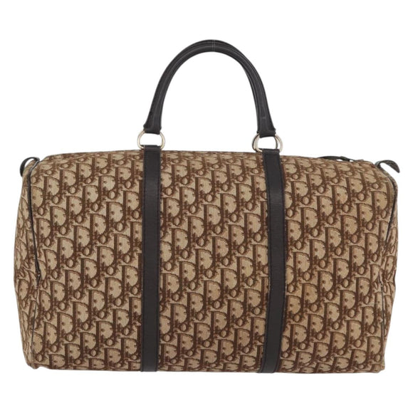 Christian Dior Trotter Canvas Boston Tasche Braun Gold Auth BA10366