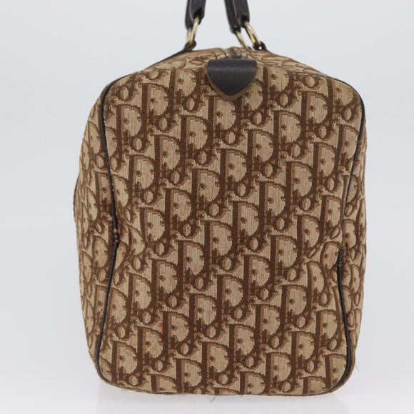 Christian Dior Trotter Canvas Boston Tasche Braun Gold Auth BA10366
