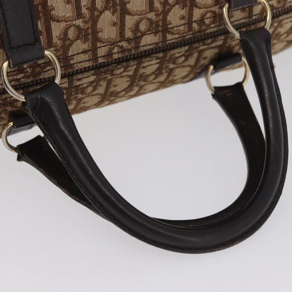 Christian Dior Trotter Canvas Boston Tasche Braun Gold Auth BA10366