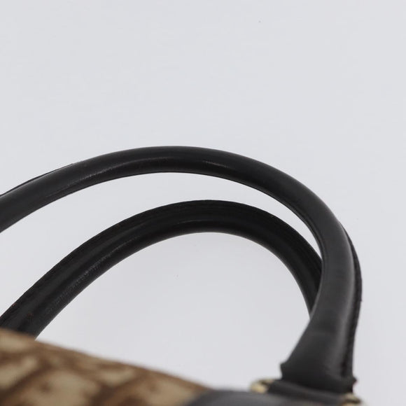 Christian Dior Trotter Canvas Boston Tasche Braun Gold Auth BA10366