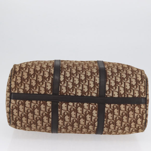 Christian Dior Trotter Canvas Boston Tasche Braun Gold Auth BA10366