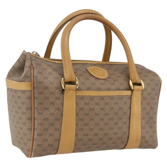 GUCCI Micro GG Supreme Hand Bag PVC Beige Gold 000 40 0207 Auth BA10367