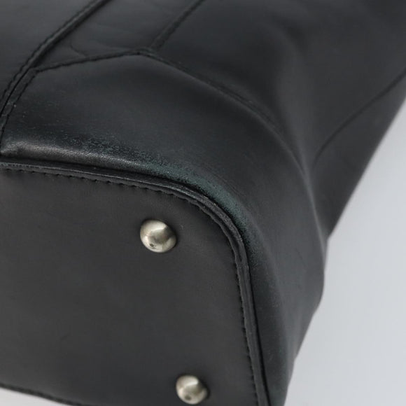 BURBERRY Hand Bag Leather Black Silver Auth BA10370