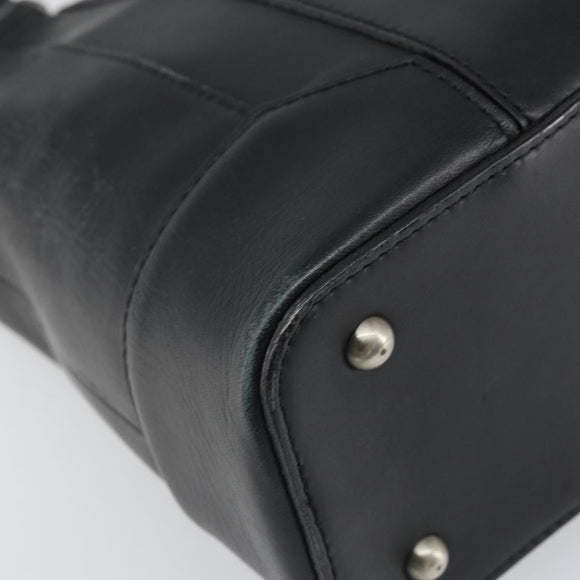 BURBERRY Hand Bag Leather Black Silver Auth BA10370