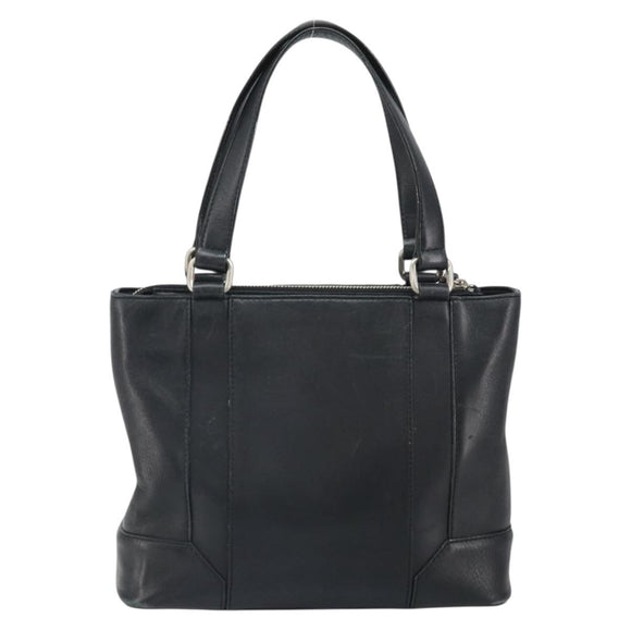 BURBERRY Hand Bag Leather Black Silver Auth BA10370