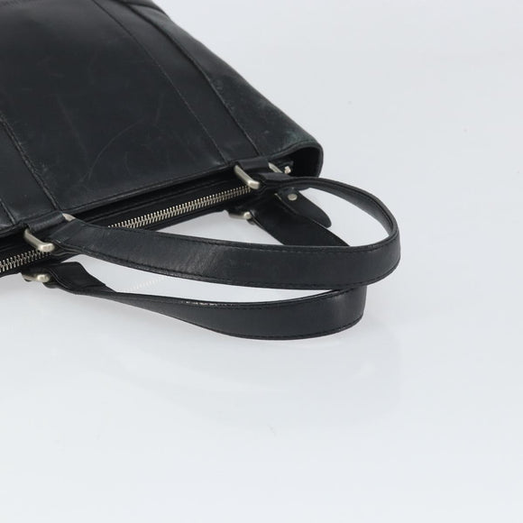 BURBERRY Hand Bag Leather Black Silver Auth BA10370