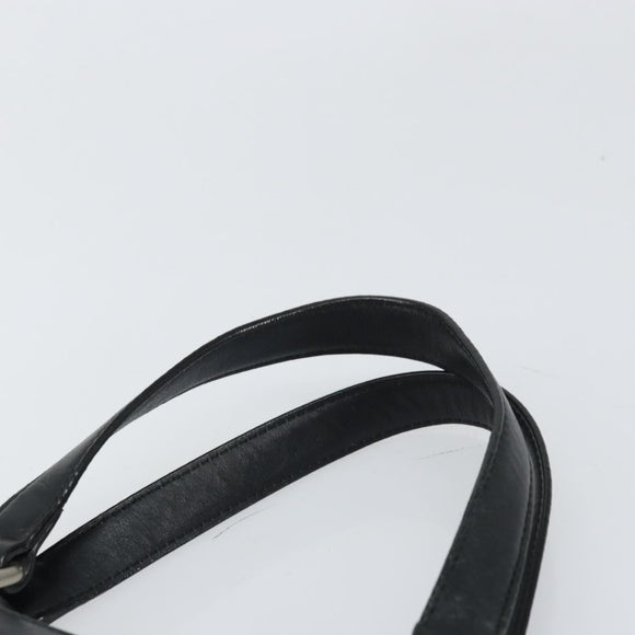 BURBERRY Hand Bag Leather Black Silver Auth BA10370