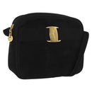 Salvatore Ferragamo Vala Shoulder Bag Suede Black Gold Auth BA10372-1