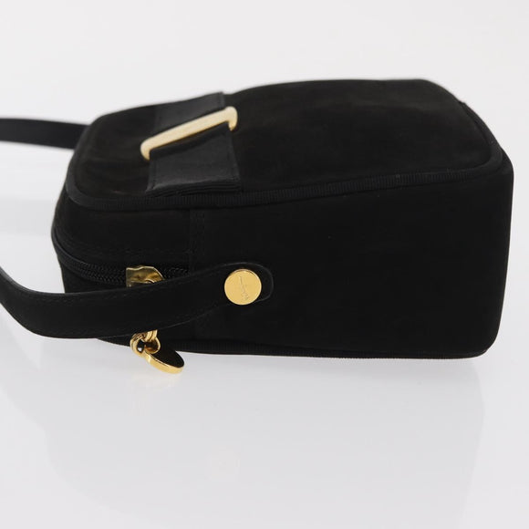 Salvatore Ferragamo Vala Shoulder Bag Suede Black Gold Auth BA10372