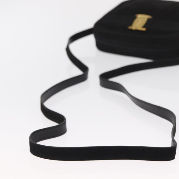 Salvatore Ferragamo Vala Shoulder Bag Suede Black Gold Auth BA10372