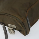 PRADA Hand Bag Nylon Khaki Silver Auth BA10374-11