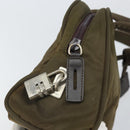 PRADA Hand Bag Nylon Khaki Silver Auth BA10374-17