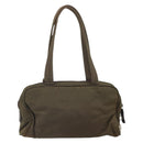 PRADA Hand Bag Nylon Khaki Silver Auth BA10374-3