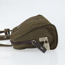 PRADA Hand Bag Nylon Khaki Silver Auth BA10374-5