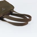 PRADA Hand Bag Nylon Khaki Silver Auth BA10374-7