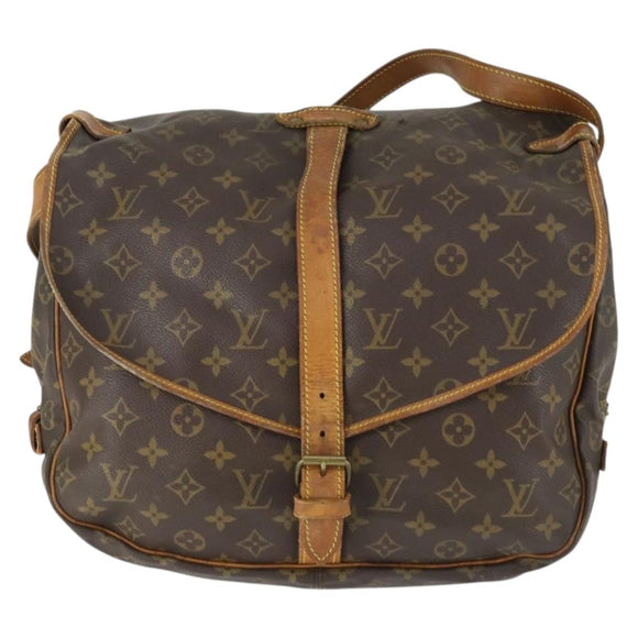 LOUIS VUITTON Monogram Saumur 35 Shoulder Bag M42254 LV Auth BA10390
