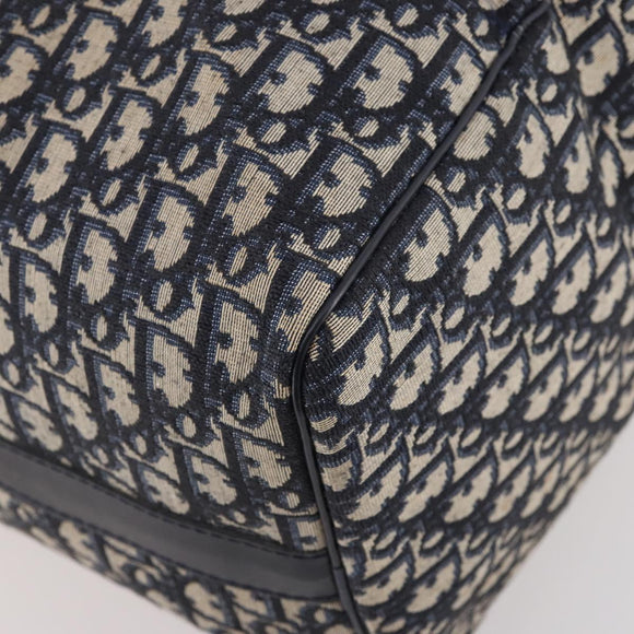 Christian Dior Trotter Canvas Boston Bag Navy Silver Auth BA10393