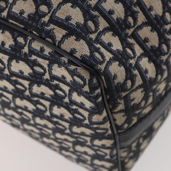 Christian Dior Trotter Canvas Boston Bag Navy Silver Auth BA10393