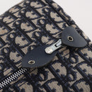 Christian Dior Trotter Canvas Boston Bag Navy Silver Auth BA10393-10