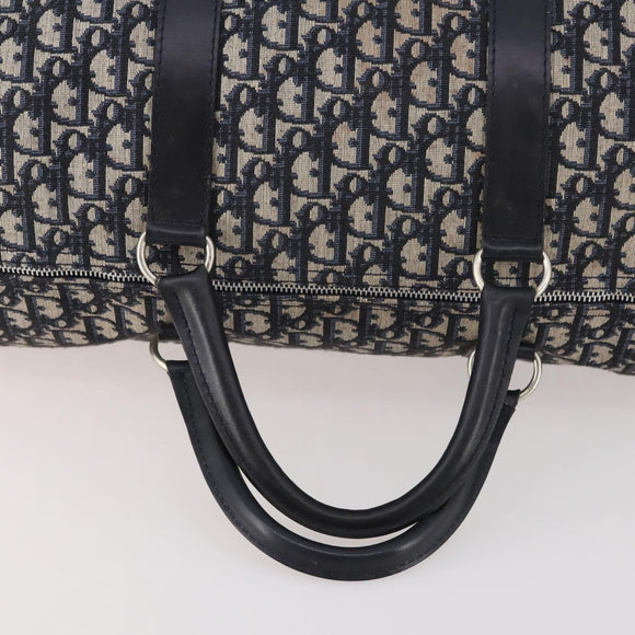 Christian Dior Trotter Canvas Boston Bag Navy Silver Auth BA10393