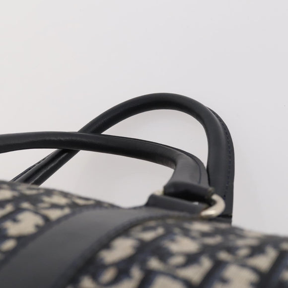 Christian Dior Trotter Canvas Boston Bag Navy Silver Auth BA10393