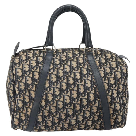 Christian Dior Trotter Canvas Hand Bag Navy Silver Auth BA10394