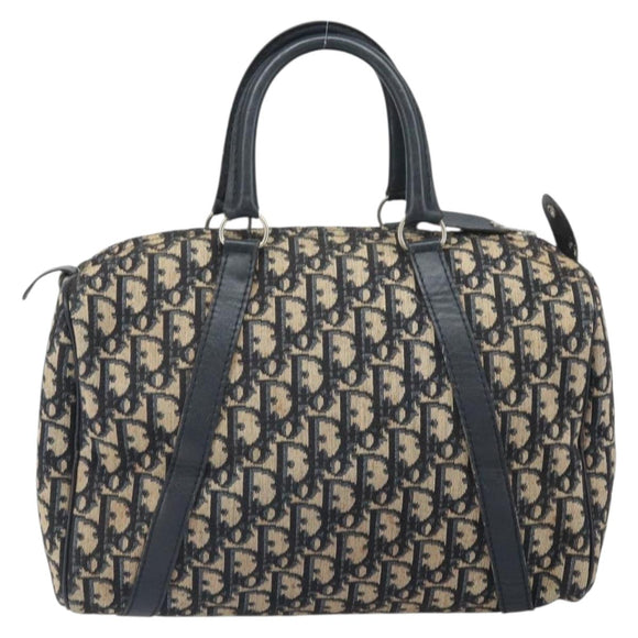 Christian Dior Trotter Canvas Hand Bag Navy Silver Auth BA10394