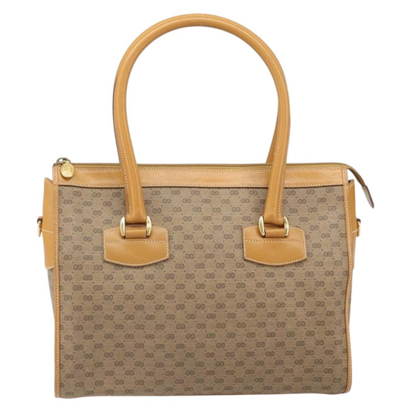 GUCCI Micro GG Supreme Hand Bag PVC Beige Gold 002 58 0219 Auth BA10396